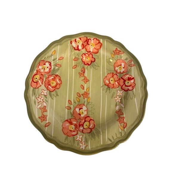 Two Pier 1 Imports Audrey Patterned. Hand Painted Earthenware Salad Plates 8.5” - Picture 3 of 6